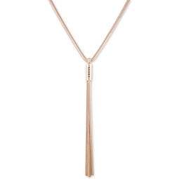 Gold-Tone Logo & Tassel Snake-Chain Lariat Necklace 28 + 2 extender