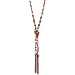 Two-Tone Long Knotted Tassel Lariat Necklace