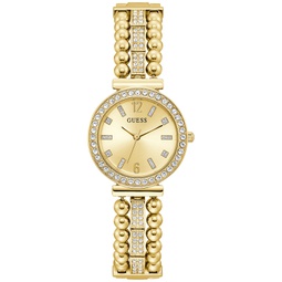 Womens Crystal Beaded Gold-Tone Stainless Steel Bracelet Watch 30mm