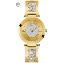Womens Gold-Tone Stainless Steel & Cubic Zirconia Crystal Bangle Bracelet Watch 36mm