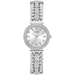 Womens Crystal Beaded Stainless Steel Bracelet Watch 30mm