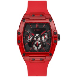 Mens Red Silicone Strap Watch 43mm