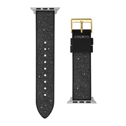 Womens Black Glitz Flexible Silicone Strap 42mm 43mm 44mm Apple Watch Band
