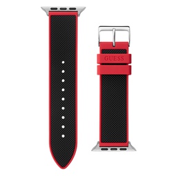 Mens Black on Red Silicone band compatible with Apple 42mm 43mm 44mm watch