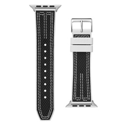 Mens Black Nylon on White Silicone band compatible with Apple 42mm 43mm 44mm watch