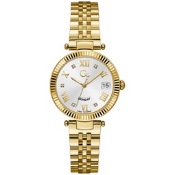 Gc Flair Womens Swiss Gold-Tone Stainless Steel Bracelet Watch 34mm
