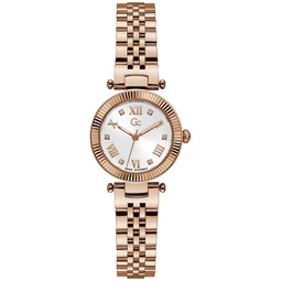 Gc Flair Womens Swiss Rose Gold-Tone Stainless Steel Bracelet Watch 28mm