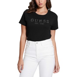 Womens 1981 Crystal Logo Cotton T-Shirt