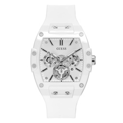 Mens Multi-Function White Silicone Strap Watch 43mm