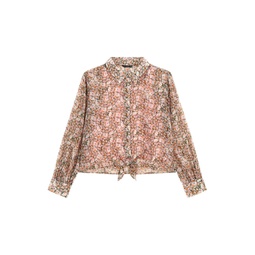 Big Girls Chiffon Fully Lined All Over Print Button Up Top