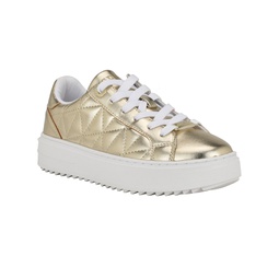 Womens Desena Quilted Platform Lace Up Sneakers