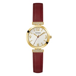 Womens Analog Red Leather Watch 28mm