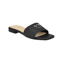 Womens Tamsey Square-Toe Flat Slide Sandals