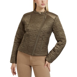 Womens Marine Quilted Asymmetrical Jacket