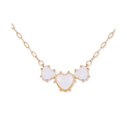 Triple Heart-Shape Stone Statement Necklace 16 + 2 extender
