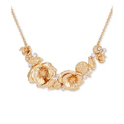 Gold-Tone Crystal & Flower Statement Necklace 16 + 2 extender