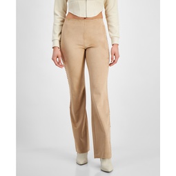 Womens Ornella Faux-Suede Whipstitched Pants