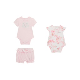 Baby Girls Bodysuits and Matching Short 3 Piece Set