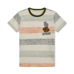 Big Boys Striped Cotton Logo Applique T-Shirt