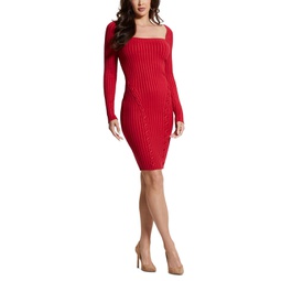 Womens Long-Sleeve Ribbed Lace-Up Sonoma Dress