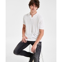 Mens Solid Pointelle-Stitch Polo Shirt