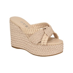 Womens Eveh Knotted Jute Wrapped Platform Wedge Sandals