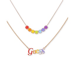 Gold-Tone Rainbow Logo Two-Row Necklace 20 + 2 extender