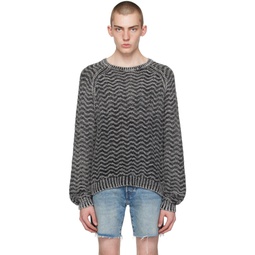 Gray Herringbone Sweater 241603M201000