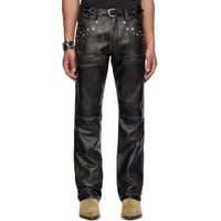 Black Flare Leather Pants 241603M189000