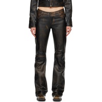 Black Colorblock Leather Pants 241603F084001