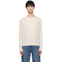 Beige Twin Cable Sweater 241173M201014