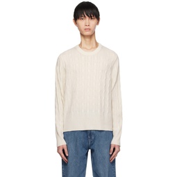 Beige Twin Cable Sweater 241173M201014