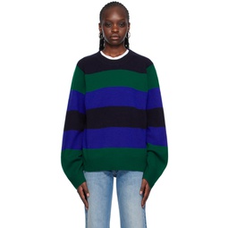 Blue   Green Stripe Sweater 241173F096003