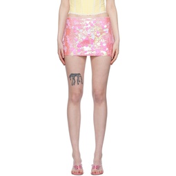 Pink Paillette Miniskirt 241897F090018
