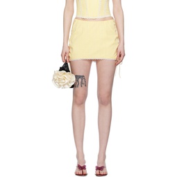 Yellow Ruched Miniskirt 241897F090019