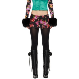 Black Floral Miniskirt 241897F090003