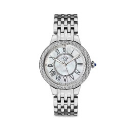 Astor II Stainless Steel, Mother-Of-Pearl & Diamond Bracelet Watch