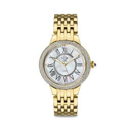 Astor II Goldtone Stainless Steel, Mother-Of-Pearl & Diamond Bracelet Watch