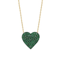 Love & Protection 14K Gold Vermeil, Emerald Heart & Cubic Zirconia Necklace