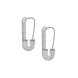 Renew Sterling Silver & Cubic Zirconia Safety Pin Earrings