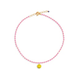 Happy Me 14K Goldplated Sterling Silver & Crystal Sugar Rush Smiley Anklet