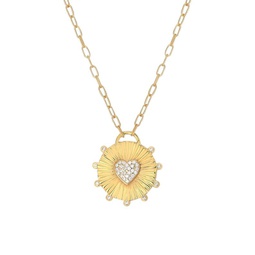 Happy Me 14K Gold Vermeil & Crystal Heart & Disk Pendant Necklace