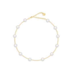 Love Is Love 14K Gold Vermeil, 3MM Freshwater Pearl & Cubic Zirconia Anklet