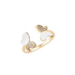 Grand Entrance 14K Gold Vermeil & Mother-Of-Pearl Butterfly Bypass Ring