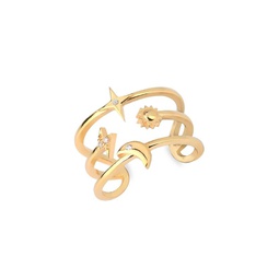 Perfect Pairing 14K Gold Vermeil & Cubic Zirconia Celestial Adjustable Ring