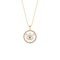Love In Bloom 14K Goldplated & Enamel Evil Eye Pendant Necklace