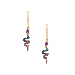 22K Gold Vermeil & Multicolor Cubic Circonia Rainbow Snake Drop Earrings