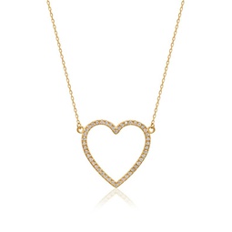 14K Gold Vermeil & Cubic Zirconia Pave Open Heart Pendant Necklace