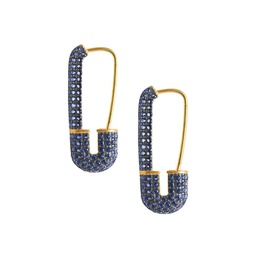 22K Gold Vermeil & Cubic Zirconia Safety Pin Earrings