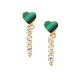 14K Gold Vermeil, Malachite & Cubic Zirconia Dangle Earrings
